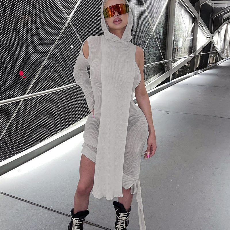 See-through Irregular Asymmetric Shoulder