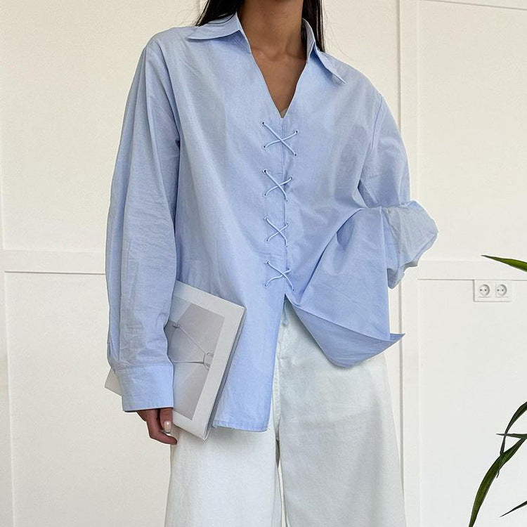 Solid Color Collared Long Sleeve