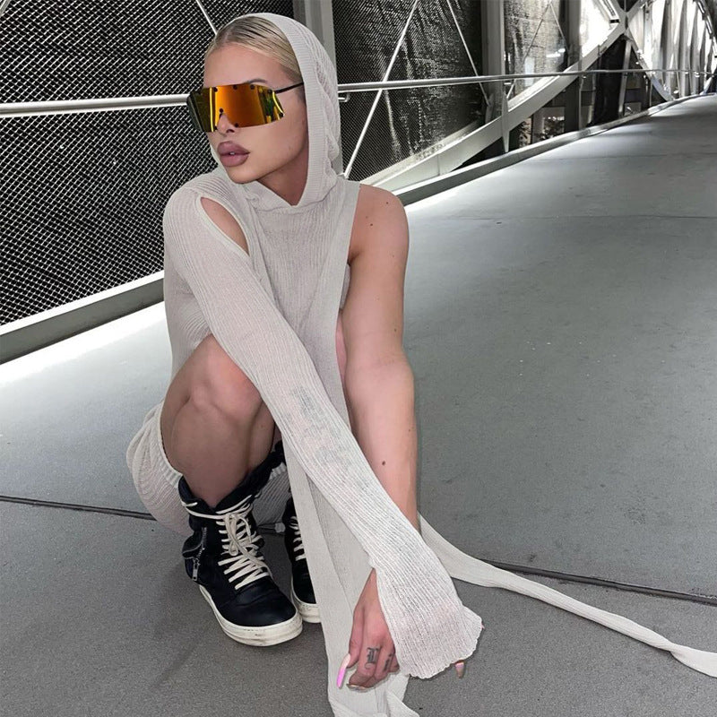 See-through Irregular Asymmetric Shoulder