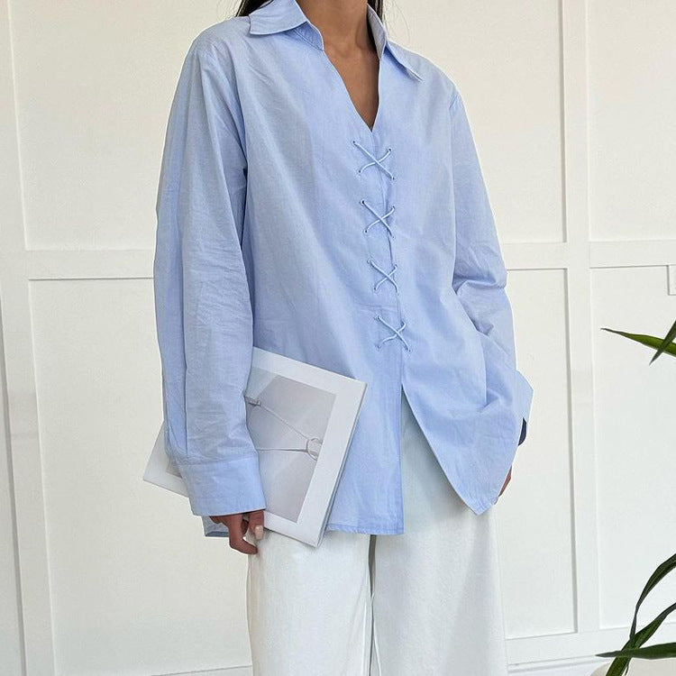 Solid Color Collared Long Sleeve